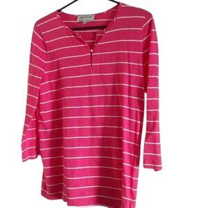 JONES NY Pink/White Striped 3\4 Sleeve NWOT